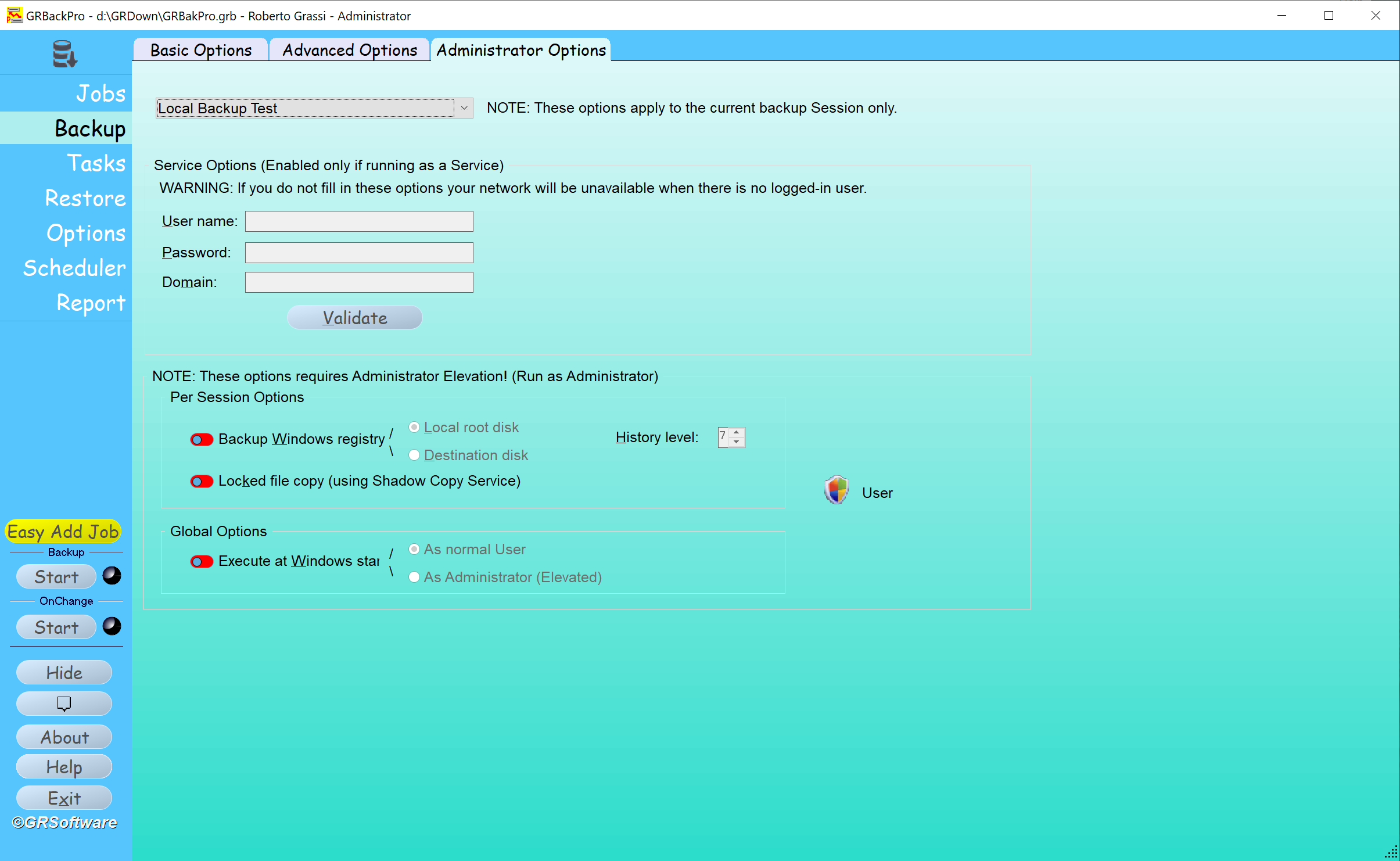 Advanced Backup Software dialog image