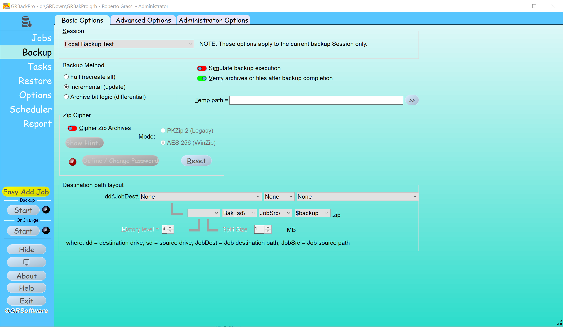 Backup Software dialog image