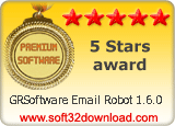 Email Robot automation software 5 stars award at soft32download.com